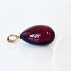 Red Cherry Baltic Amber Pendant, Natural Amber Jewelry