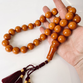Old Amber Islamic Prayer Beads, Luxury Tasbih Made of 100% Natural Amber