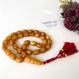 Orange Natural Amber Stone Prayer Beads