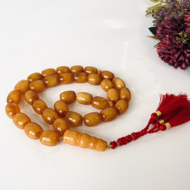 Orange Natural Amber Stone Prayer Beads