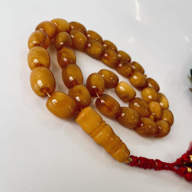 Orange Natural Amber Stone Prayer Beads
