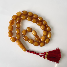 Orange Natural Amber Stone Prayer Beads