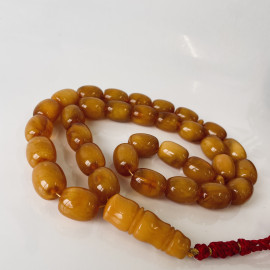 Orange Natural Amber Stone Prayer Beads