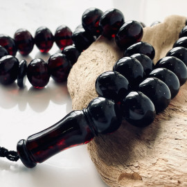 Cherry Amber Tasbih, Baltic Amber Rondelle Beads