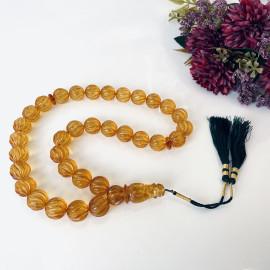 Light Cognac Baltic Amber Misbaha, Hand-Polished Natural Amber Round Beads