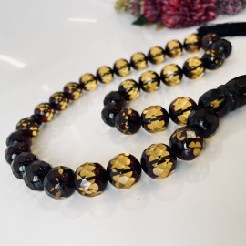 Faceted Baltic Amber Tespih – Cherry Yellow Diamond-Cut Misbaha Luxury Collector’s Item