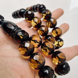 Faceted Baltic Amber Tespih – Cherry Yellow Diamond-Cut Misbaha Luxury Collector’s Item