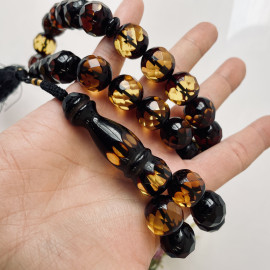 Faceted Baltic Amber Tespih – Cherry Yellow Diamond-Cut Misbaha Luxury Collector’s Item