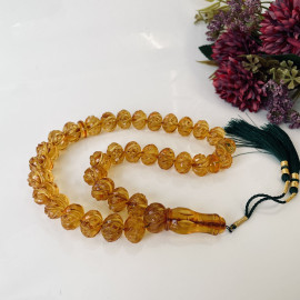 Hand-Polished Natural Amber Round Beads, Light Cognac Baltic Amber Misbaha