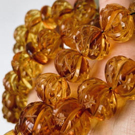 Hand-Polished Natural Amber Round Beads, Light Cognac Baltic Amber Misbaha