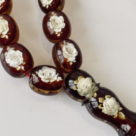 copy of عنبر البلطيق العتيق، مسبحة إسلامية 33 خرزة، مصباحة عنبر البلطيق الطبيعي