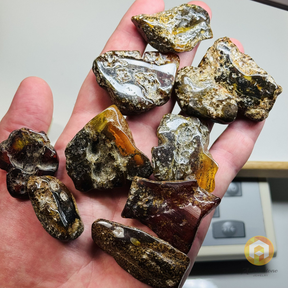 Set Raw Baltic Amber Stone, Natural Unpolished Irregular Amber Lump