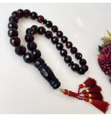 Faceted Handmade Baltic Amber Tespih Cherry Yellow Color Misbaha, Handmade Diamond Cut Baltic Amber Rosary