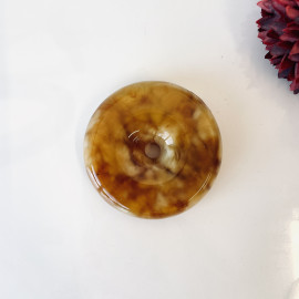 Premium Quality Genuine Baltic Amber Donut Pendant in Yellow Tiger