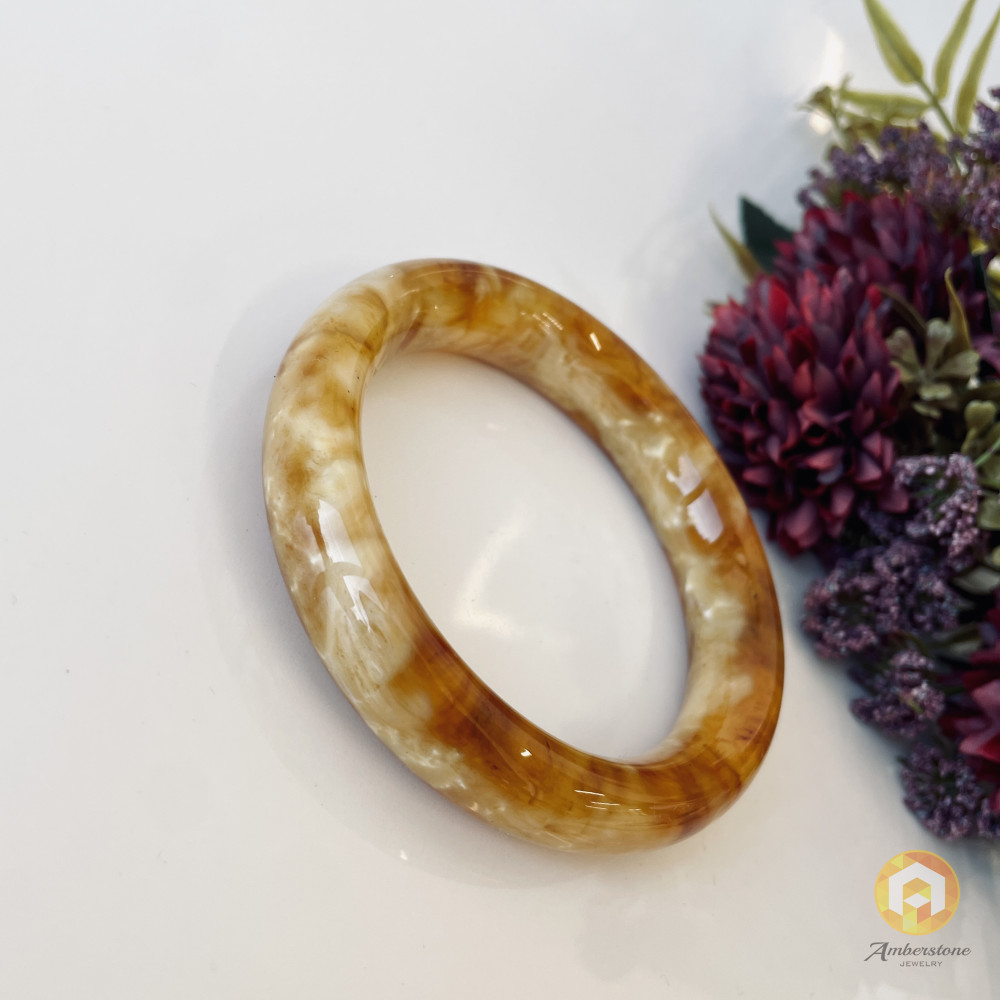 Orange Butterscotch Amber Bangle Bracelet Poland