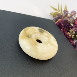 Premium Quality Genuine Baltic Amber Donut Pendant in Yellow Tiger