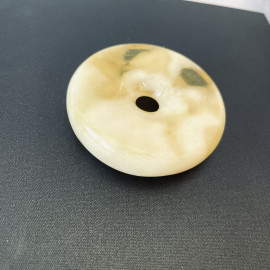 Premium Quality Genuine Baltic Amber Donut Pendant in Yellow Tiger