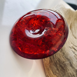 Premium Quality Genuine Baltic Amber Donut Pendant in Yellow Tiger