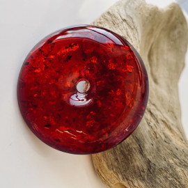 Premium Quality Genuine Baltic Amber Donut Pendant in Yellow Tiger