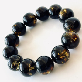 Natural Baltic Amber Green Bracelet, Jewelry Handmade in Poland