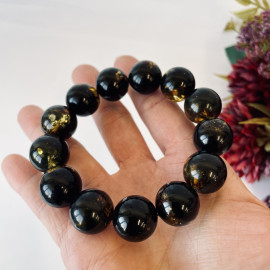 Natural Baltic Amber Green Bracelet, Jewelry Handmade in Poland