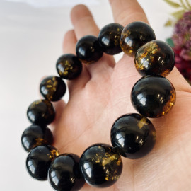Natural Baltic Amber Green Bracelet, Jewelry Handmade in Poland