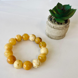 Yellow Bracelet Made of Natural Baltic Amber, Handmade in Poland