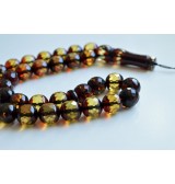 Faceted Handmade Baltic Amber Tespih Cherry Yellow Color Misbaha 33 Beads 12 mm 41.5 g Handmade Diamond Cut Baltic Amber Rosary