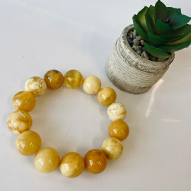 Yellow Bracelet Made of Natural Baltic Amber, Handmade in Poland