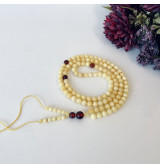 Small White Amber Buddhist Prayer, Natural Baltic Amber Mala Beads