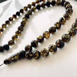Green Black Amber Islamic Prayer Beads, 11 mm beads Misbaha