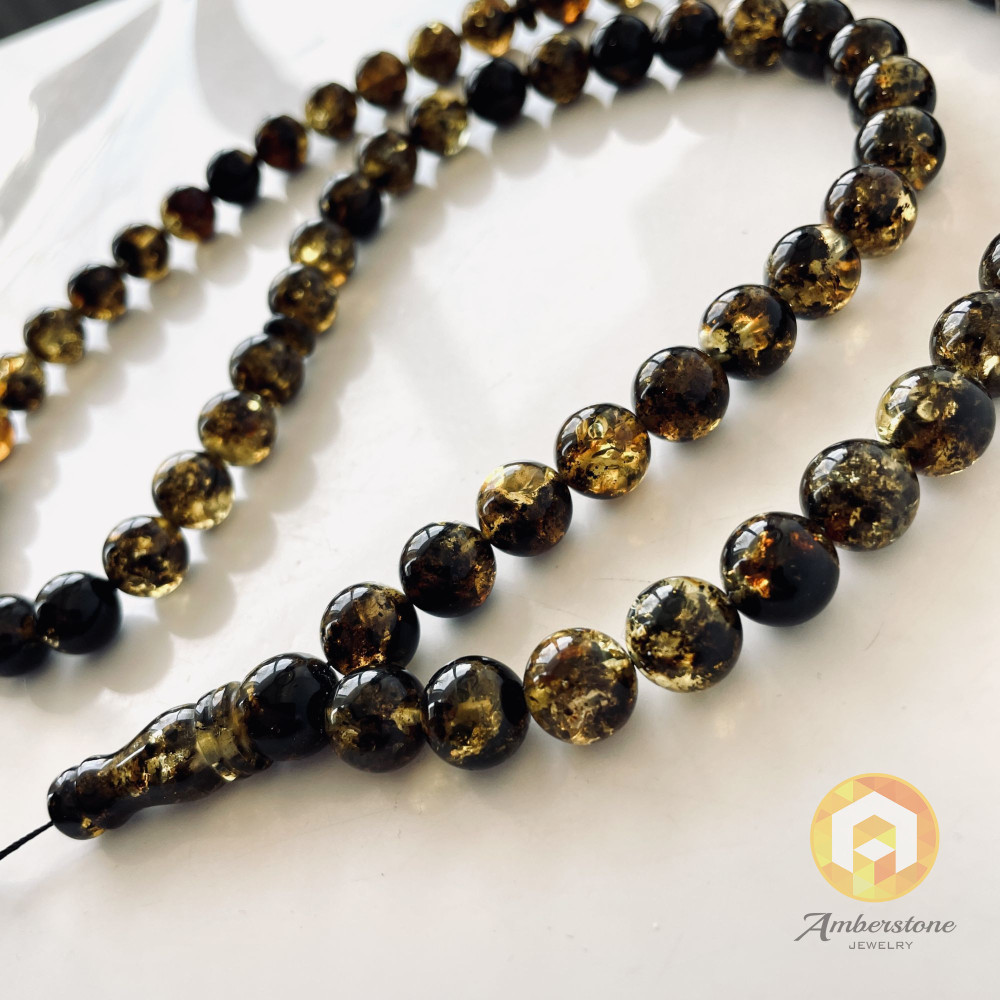 Green Natural Amber Islamic Prayer beads 12*14mm