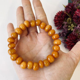 Vintage Orange Baltic Amber Bracelet, Authentic Amber Prayer Beads