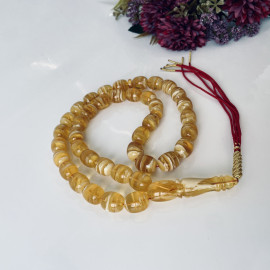 NEW Yellow & White Baltic Amber Misbaha, Tiger Amber Tasbih
