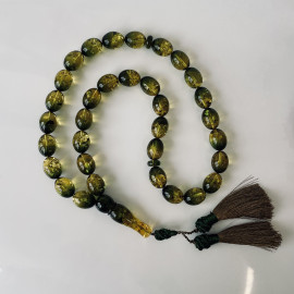 Natural Amber Tasbih, 33 Beads Olive Shape Subha