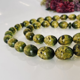 Natural Amber Tasbih, 33 Beads Olive Shape Subha