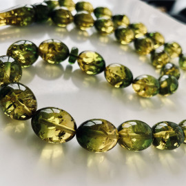 Natural Amber Tasbih, 33 Beads Olive Shape Subha
