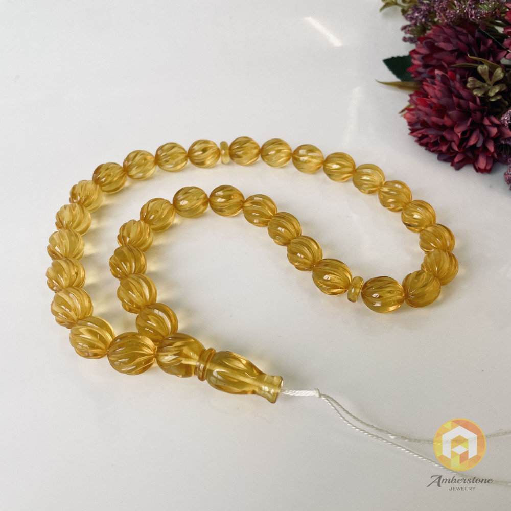 copy of عنبر البلطيق العتيق، مسبحة إسلامية 33 خرزة، مصباحة عنبر البلطيق الطبيعي