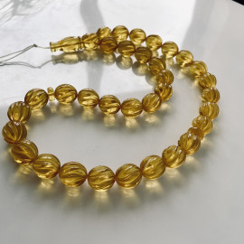 Natural Amber Hand-Polished Beads, Light Cognac Baltic Amber Misbaha, Olive Beads