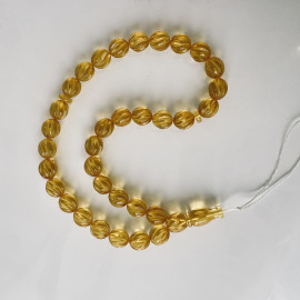 Natural Amber Hand-Polished Beads, Light Cognac Baltic Amber Misbaha, Olive Beads