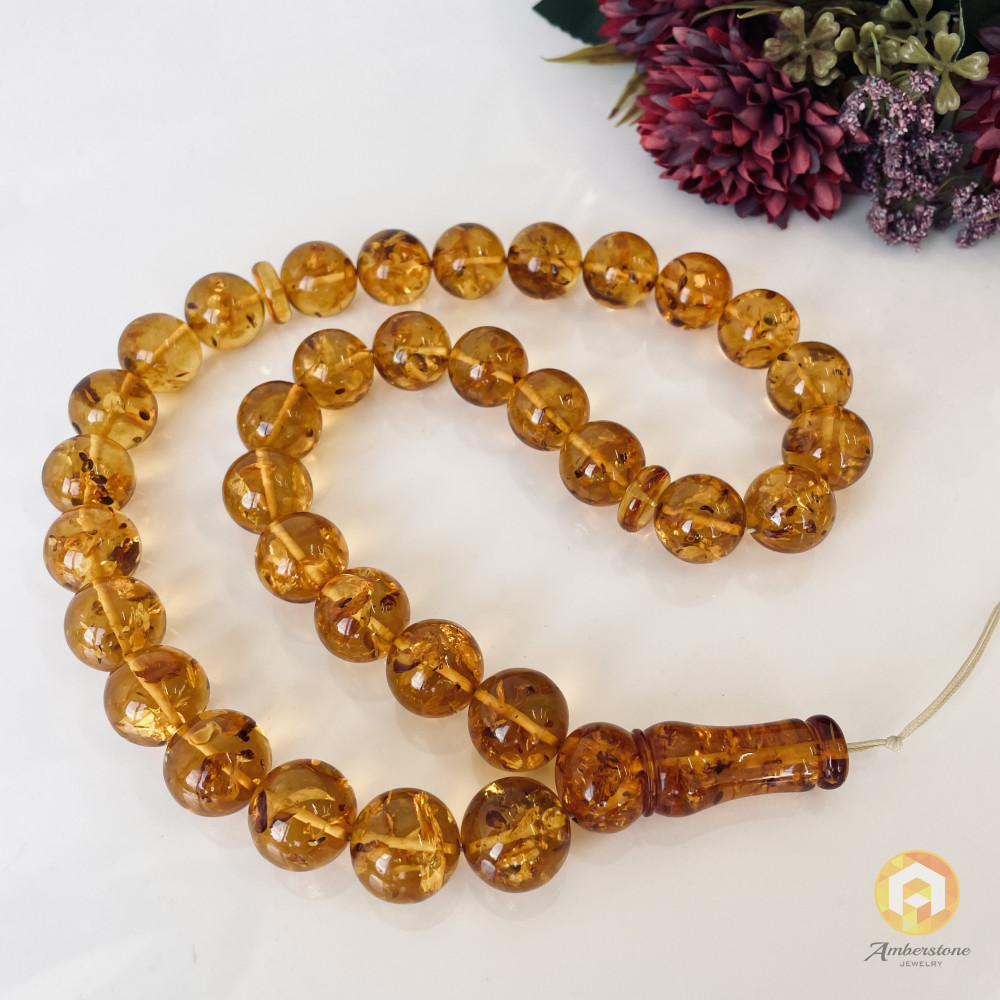 Natural Baltic Amber Islamic Prayer Beads, Amber Subha