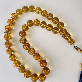 Baltic Amber Misbaha, Natural Cognac Amber Islamic Prayer Beads