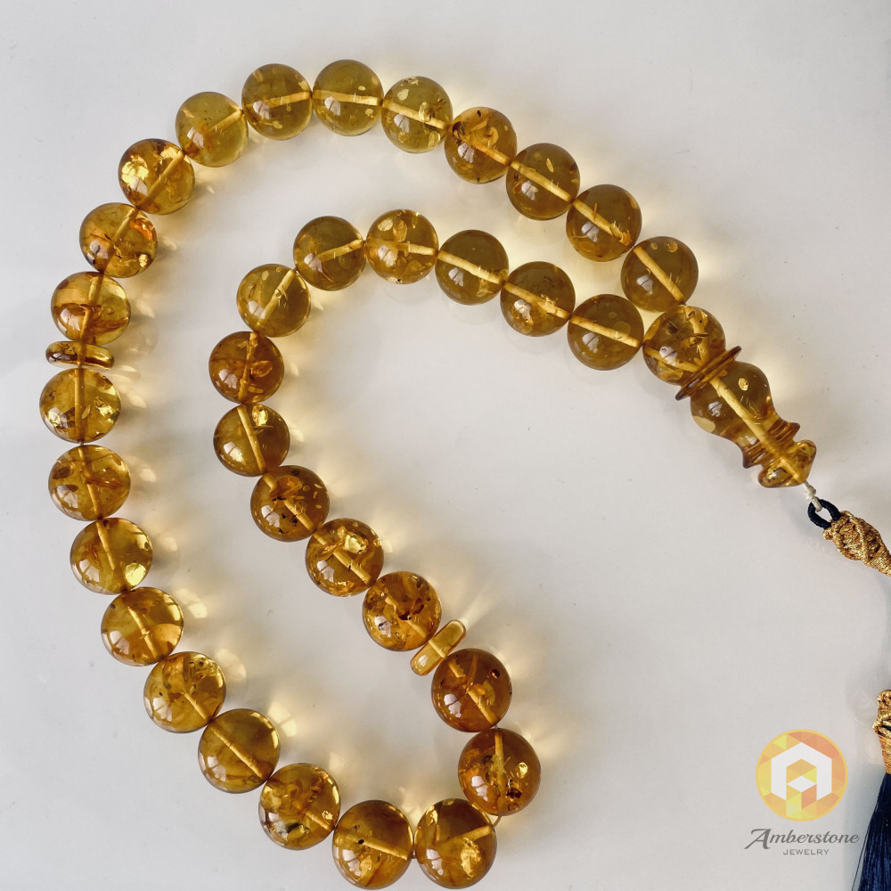 copy of عنبر البلطيق العتيق، مسبحة إسلامية 33 خرزة، مصباحة عنبر البلطيق الطبيعي