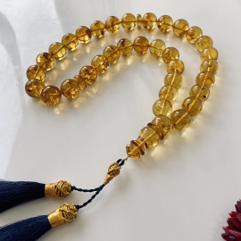 Baltic Amber Misbaha, Natural Cognac Amber Islamic Prayer Beads
