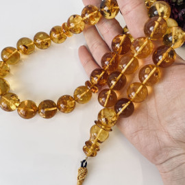 copy of عنبر البلطيق العتيق، مسبحة إسلامية 33 خرزة، مصباحة عنبر البلطيق الطبيعي