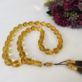 Baltic Amber Misbaha, Yellow Olive Beads, Amber...