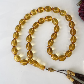 Baltic Amber Misbaha, Yellow Olive Beads, Amber Tesbih