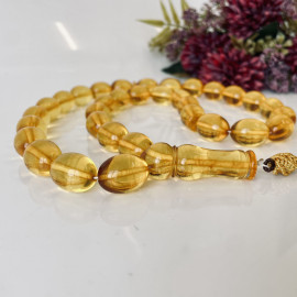 Baltic Amber Misbaha, Yellow Olive Beads, Amber Tesbih