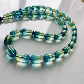NEW Unusual Amber Prayer Beads in Blue-Yellow Color, 33 Beads for Daily Dhikr
