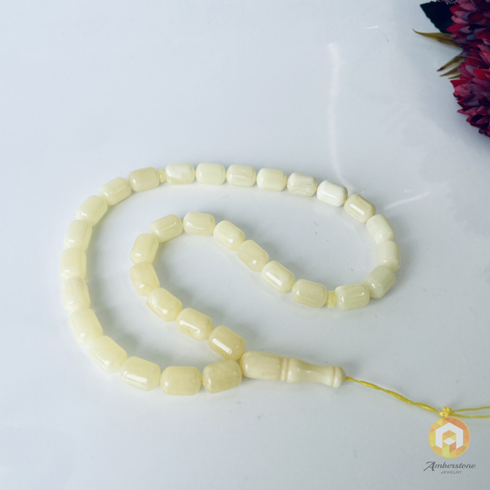 مسبحة مصنوعة من كهرمان البلطيق الطبيعي، خرزات للصلاة اليومية